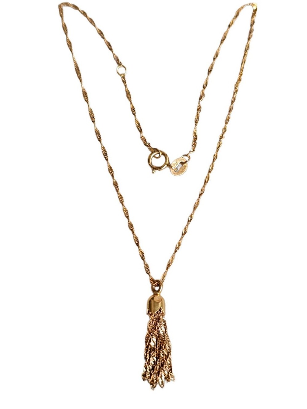 14k Gold Chain Ankle Bracelet Anklet With Gold Tassel Charm
